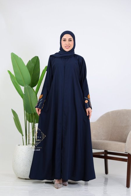 عباية كحلي مع تطريز بارز